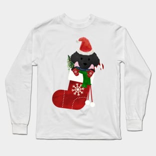 Cute Black Lab Puppy Christmas Stocking Long Sleeve T-Shirt